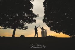 morley hayes derby wedding photography bride groom soihouette sunset